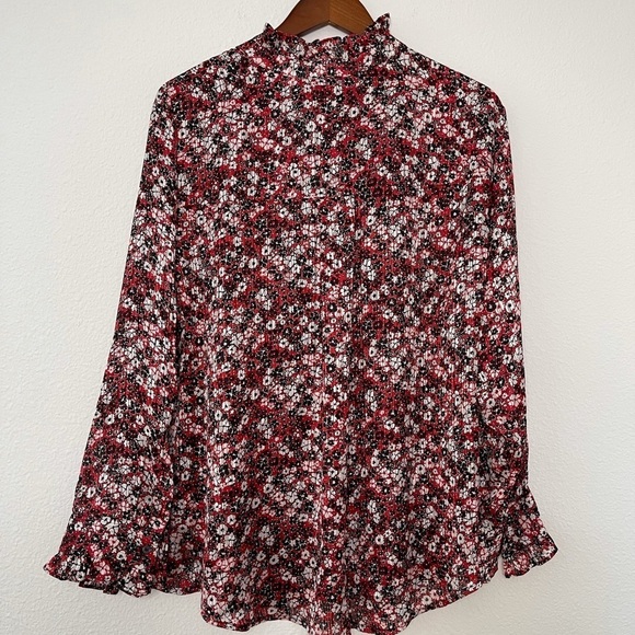 Tommy Hilfiger floral cuff sleeves ruffled collar button up shirt plus size - Picture 8 of 10